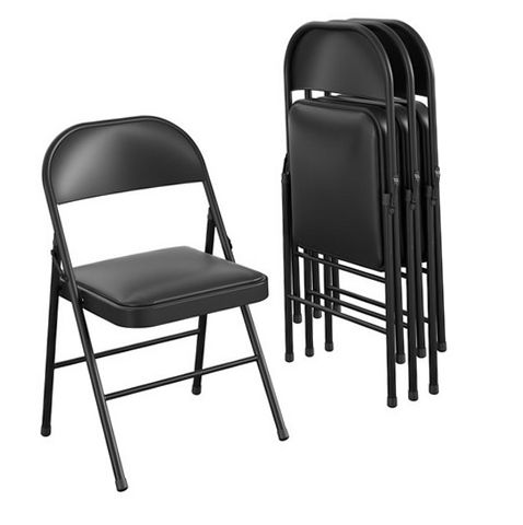 Mainstays 14991BLK4E Vinyl Folding Chair 4 Pack, Black | eBay