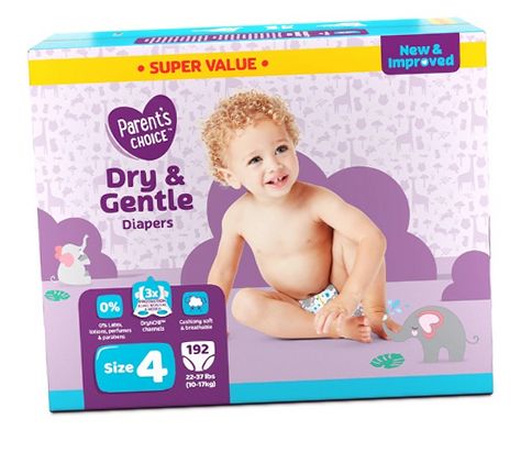 Parent's Choice 443861 Dry & Gentle Diapers Size 4, 192 Count | eBay