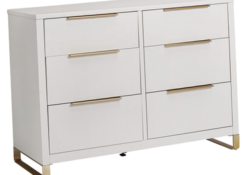 MoDRN 62564563 Glam 6 Drawer Dresser, Bianca White with Satin Brass | eBay