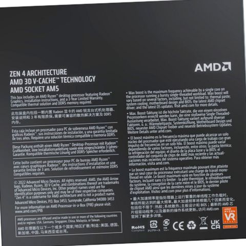 AMD 100-100000910WOF Ryzen 7 7800X3D 4.2 GHz Eight-Core AM5