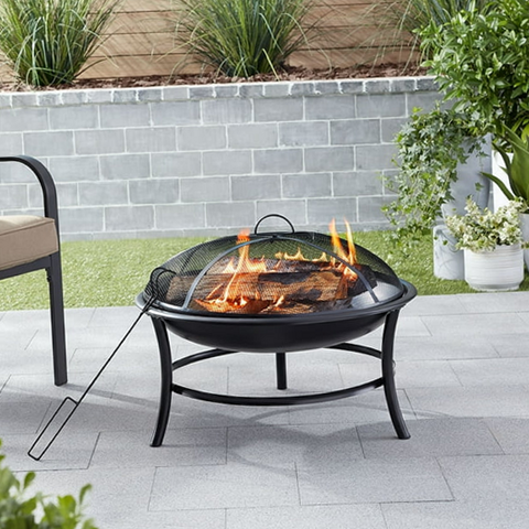 Mainstays MSF330000355571 26'' Round Iron Outdoor Wood Burning