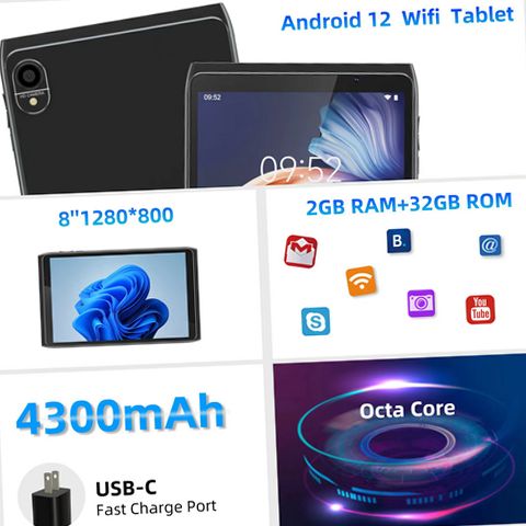ZZB Android Tablet 8 in. 32GB Storage 2GB RAM Android 12.0 Tablet