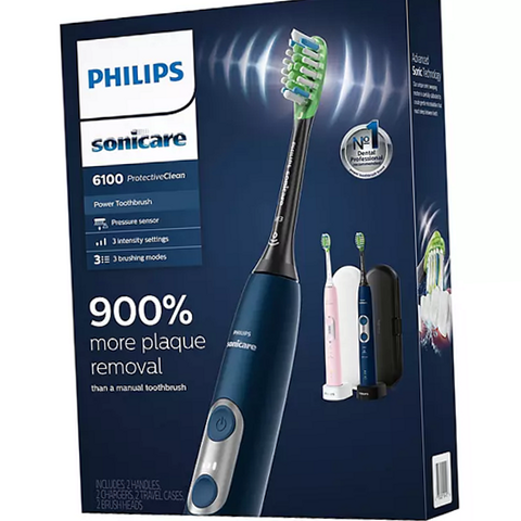 Philips Sonicare 6100 ProtectiveClean Power Toothbrush 2 Pack
