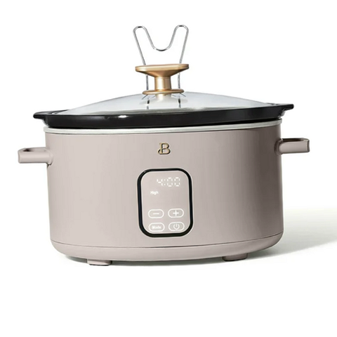Beautiful 19459 6 Qt Programmable Slow Cooker, Porcini Taupe by