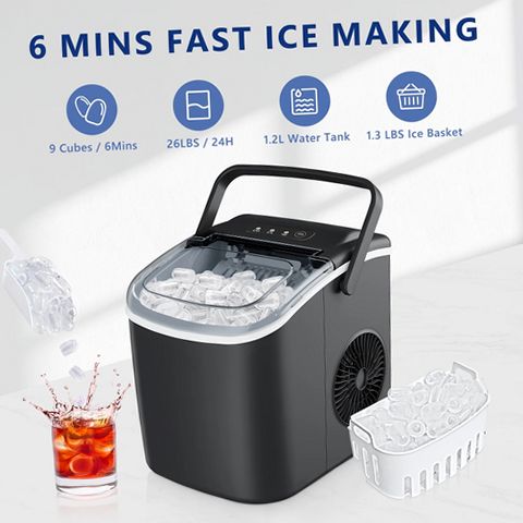 SIMZLIFE 8.74 in. 26.5lb./24H Bullet Ice Countertop Portable