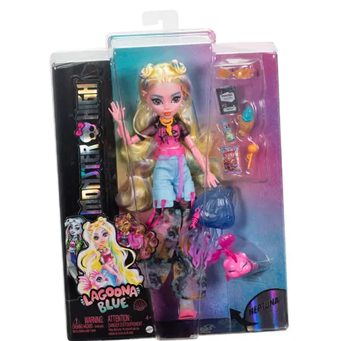 Monster High HXH75 Lagoona Blue Fashion Doll in Mesh Tee with Pet