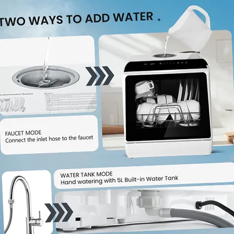 Simzlife ZX-DW-01-S Portable Mini Dishwasher Countertop with 5