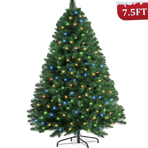 VAVSEA 7.5 FT Hinged Artificial Xmas Trees with 300 Multi-Color