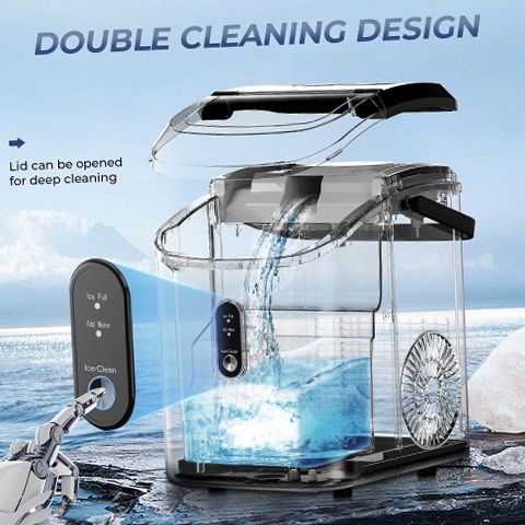 Simzlife ZX-IM-12S-S Nugget Ice Maker Countertop with Handle