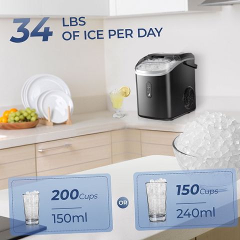 Simzlife ZX-IM-12S-S Nugget Ice Maker Countertop with Handle