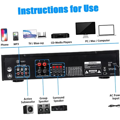 Sunbuck AV555BT 4000W Surround Sound Bluetooth Audio Power