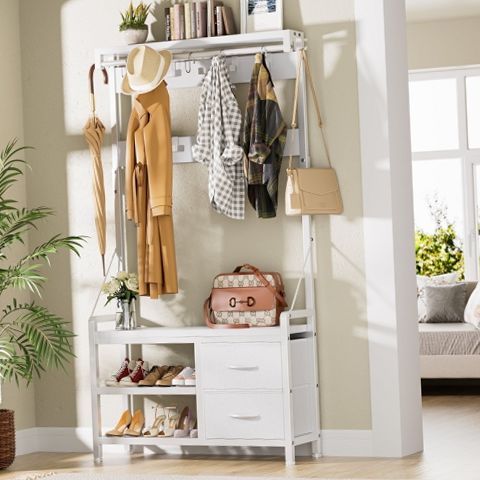 GIKPAL SX_HI1311_02 5-in-1 Hall Tree Entryway Bench with Coat
