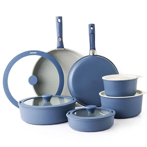 COCOオーダー品7set Sensarte SA-SET47-18PCS-Navy Ceramic Nonstick Pots and Pans Set