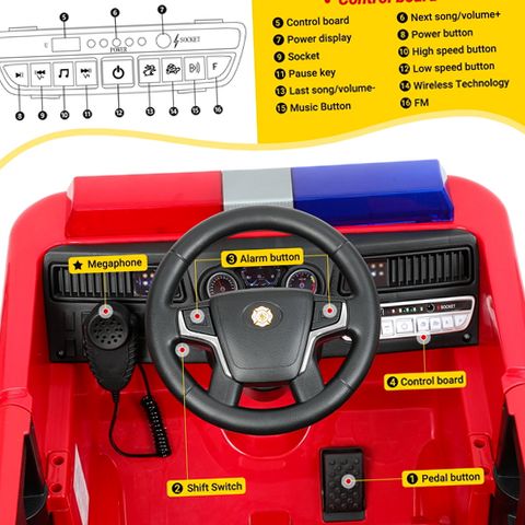 Neche WJL014-Red Ride on Fire Truck