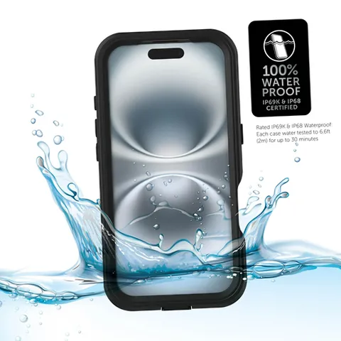 Body Glove 100137201 Tidal Waterproof Phone Case for iPhone 16 Black/Clear