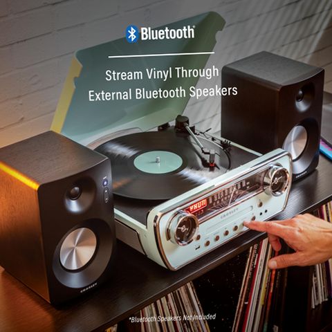 Crosley CR6047A-AB Powel 7-in-1 Bluetooth Vinyl Record Player with
