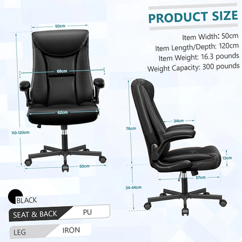 Coolhut LX-8088 Black Ergonomic Office Chair with Back Support