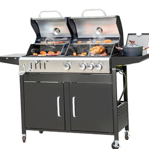 Alpha Joy Dual Fuel Gas and Charcoal Grill Combo with 3 Burners