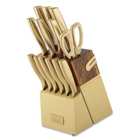 Thyme & Table TT1605R-ECOM 15-Piece Knife Block Set with Sharpener