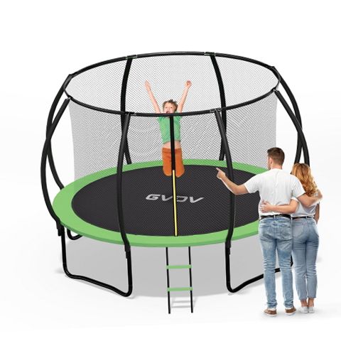 GVDV TPE-10 Outdoor Trampoline, 10' Backyard Recreational Pumpkin