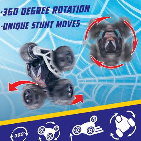 Jada Toys 36316 Marvel Venom RC Car 5-Wheel Stunt Car with