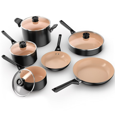 Ninja CK89010BF 10pc Ceramic Pots and Pans Non-Stick Cookware Set
