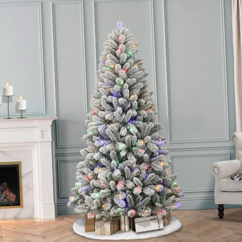 WeRChristmas Craford Blue Pine Christmas Tree With Mini Pine Cones In A