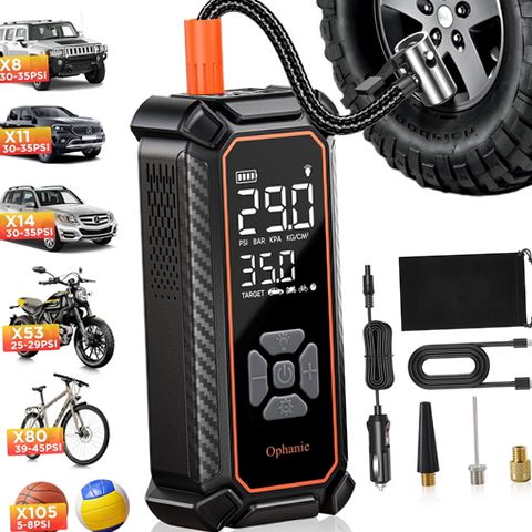 Ophanie TIC3V403 Cordless Tire Inflator Portable Air Compressor