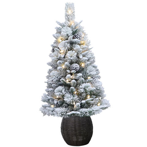 Holiday Time 3.5ft Pre-Lit Dakota Green Flocked Potted Christmas