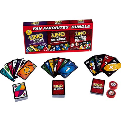 Mattel JLL32 UNO Flip, UNO Show 'Em No Mercy, and Expansion Pack