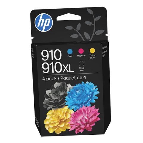 HP 3JB41AN 910 CMY and 910XL Black Ink Cartridge 4-Pack, High