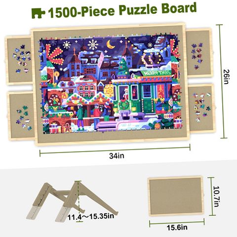 Mesa De Puzzle Con Cajones Y Cubierta – Regulable En Altura E Inclinación Para 1500 Piezas