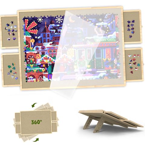 G TALECO GEAR Wooden 1500-Piece Puzzle Board with 360 Rotation