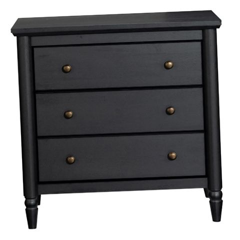 My Texas House 437237 Monroe 3 Drawer Nightstand w/USB, Raven