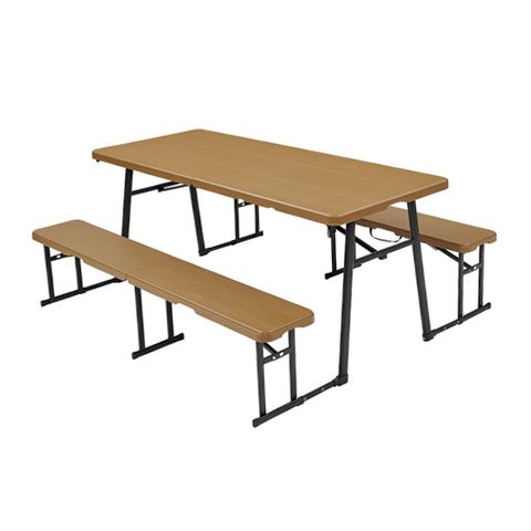 Living & More MSF5362500861DB 6ft Picnic Folding Table Set, Dark