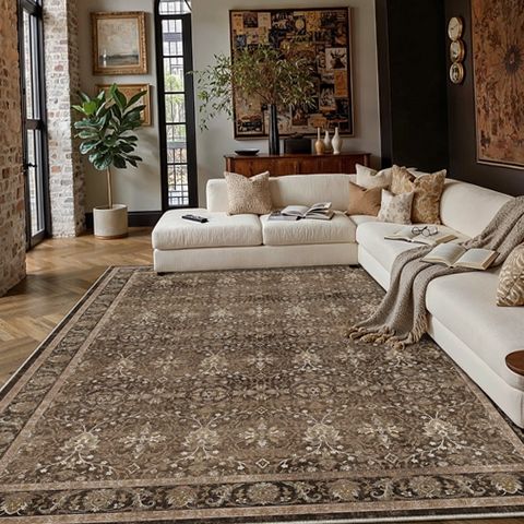 BERTHMEER Vintage Oriental Area Rug, Non-Slip Thermoplastic Rubber