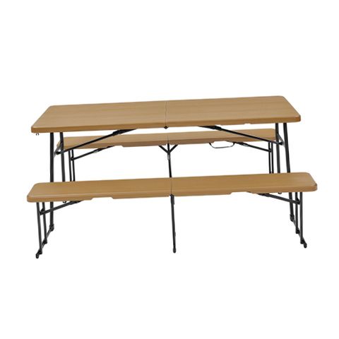 Living & More MSF5362500861DB 6ft Picnic Folding Table Set, Dark