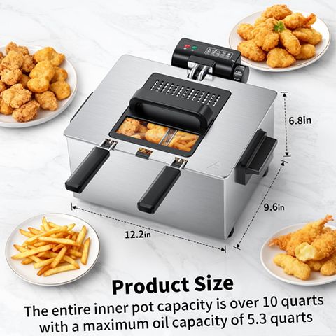 TINANA YH-DF-1 Electric Deep Fryer, 5.3 Quart Capacity, 3