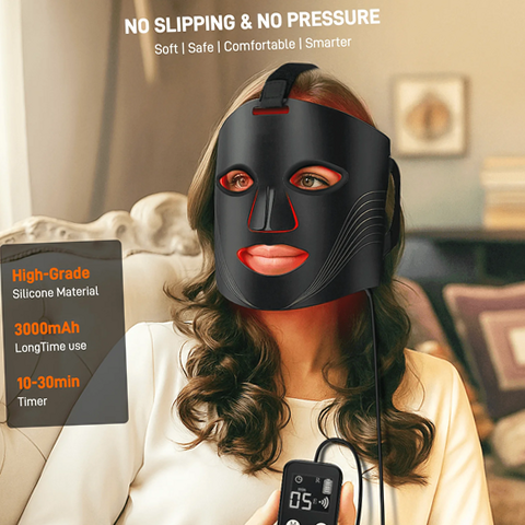 Raccomb SKB-2318L Red Light Therapy Face Mask, 6 Light Modes with