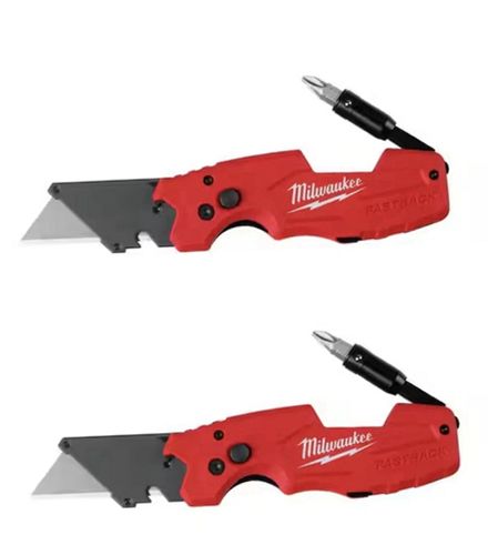 Milwaukee Fastback 6-In-1 Folding Utility Knife, Silver, Pack of 2