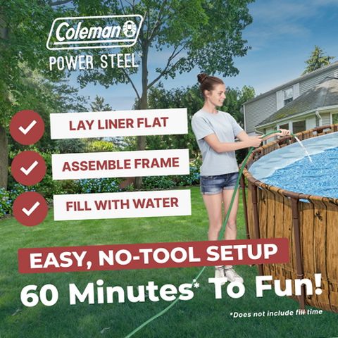Coleman Power Steel 22 ft. Round Metal Frame Above Ground Pool Set