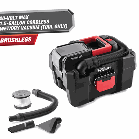 Hyper Tough 85032B 1.5-Gallon Wet Dry Vacuum, 20V Max, Cordless
