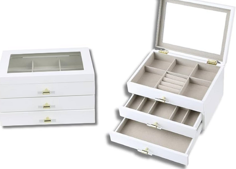 BIDBUYCHANEL マグネット式空箱5個セット Hives and Honey 1321-694 Dani White Jewelry Box with Glass Top, 2