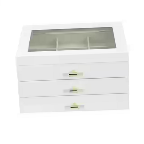 Hives and Honey 1321-694 Dani White Jewelry Box with Glass Top, 2