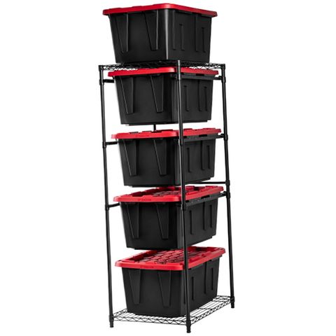 CleverMade Tote Tower Single 5-Tier Heavy-Duty Steel Storage Rack