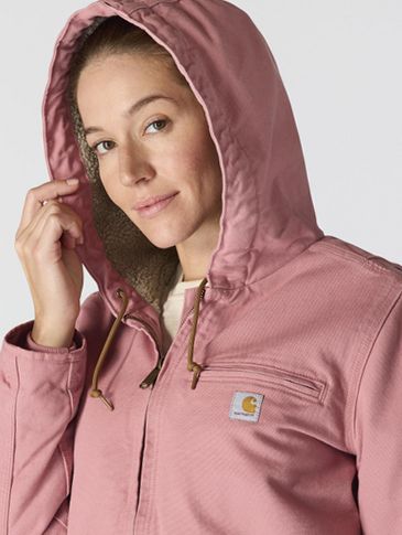 Carhartt Women's Iconic Washed Duck Sherpa-Lined Jacket, Rose Tint
