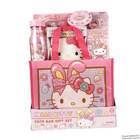 SANRIO★HELLO KITTY ビニールバッグなどセット！【1995年～】 Hello Kitty Easter Gift Set, Large Multicolor Tote Bag with Strap