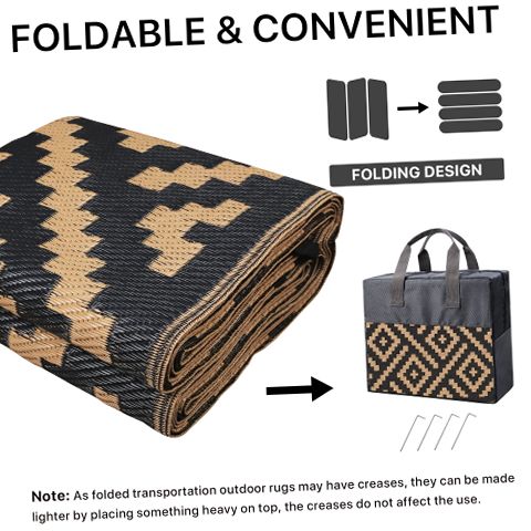 DEORAB Outdoor Rug, Waterproof Reversible Plastic Camping Carpet