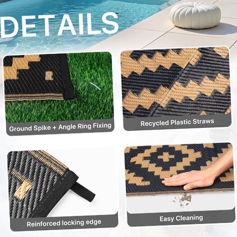 DEORAB Outdoor Rug, Waterproof Reversible Plastic Camping Carpet