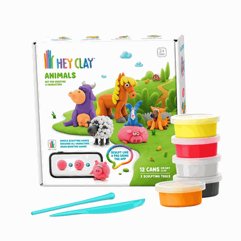 CLAY BEAUTY エブリ・クレイ　HBI トラベル用　12個セット Fat Brain Toys Hey Clay Animals Air Dry Clay Kit with 12 Multi